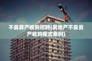 不良房产收购招聘(房地产不良资产收购模式案例)