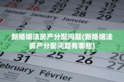 新婚姻法房产分配问题(新婚姻法房产分配问题有哪些)