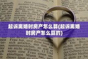 起诉离婚时房产怎么算(起诉离婚时房产怎么算的)
