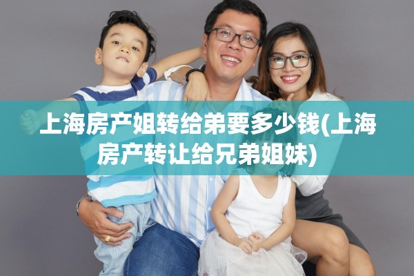 上海房产姐转给弟要多少钱(上海房产转让给兄弟姐妹)