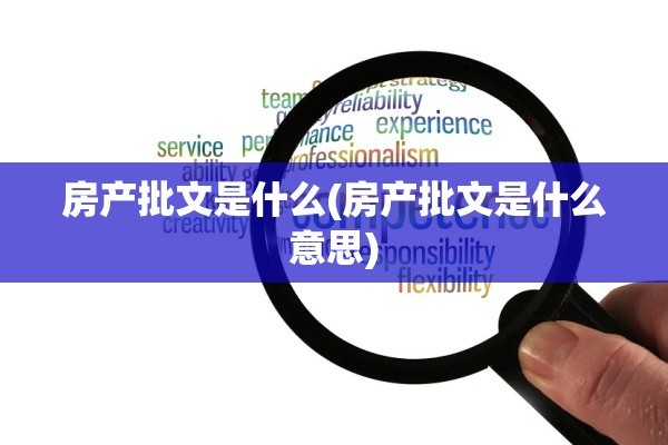 房产批文是什么(房产批文是什么意思)