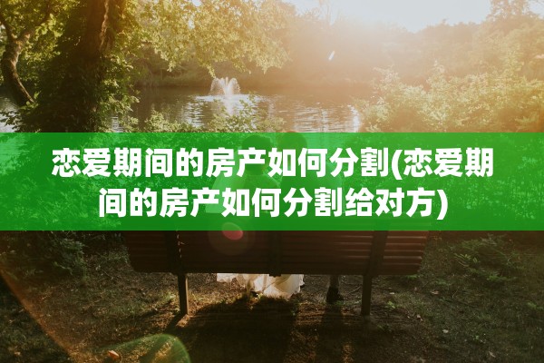 恋爱期间的房产如何分割(恋爱期间的房产如何分割给对方)