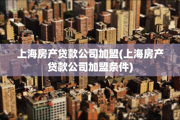 上海房产贷款公司加盟(上海房产贷款公司加盟条件)