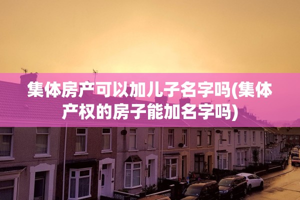 集体房产可以加儿子名字吗(集体产权的房子能加名字吗)