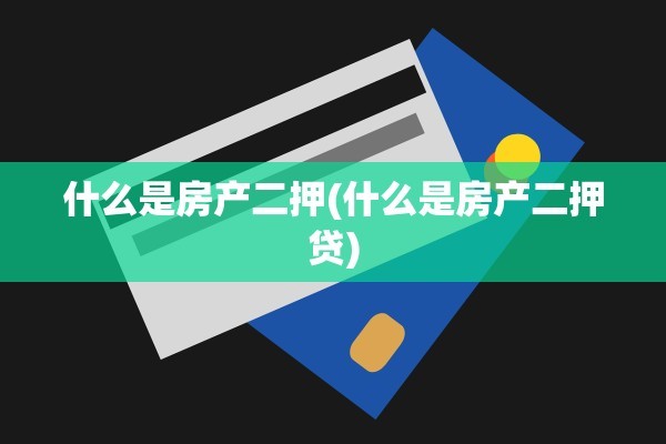 什么是房产二押(什么是房产二押贷)