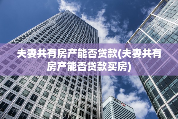 夫妻共有房产能否贷款(夫妻共有房产能否贷款买房)