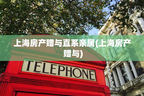 上海房产赠与直系亲属(上海房产 赠与)